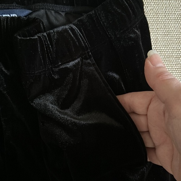 Lands’ End Black Velvet Pants Pockets Comfortable Elastic Waistband MP 10-12 - Picture 7 of 8